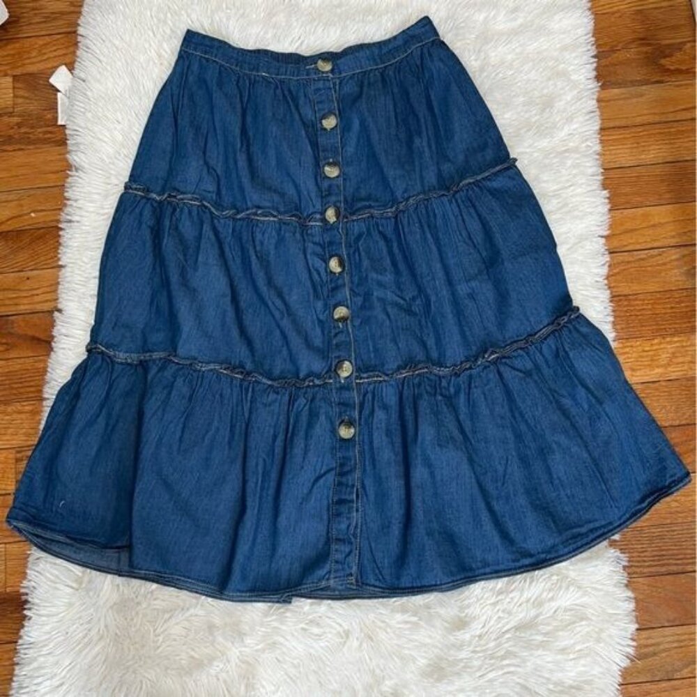 Live 4 Truth Denim Button-Front Blue A-Line Skirt - Picture 7 of 7
